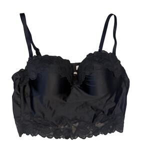 Auden Black Lace Trim Longline Bustier Bra Top NWT Size L